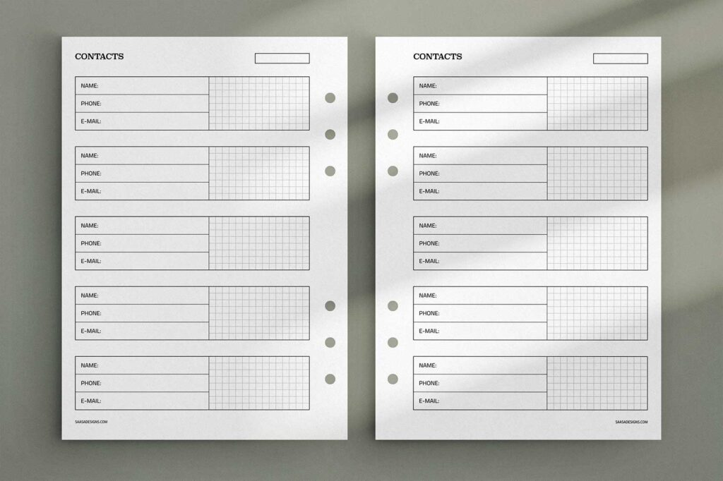 Free contact list template