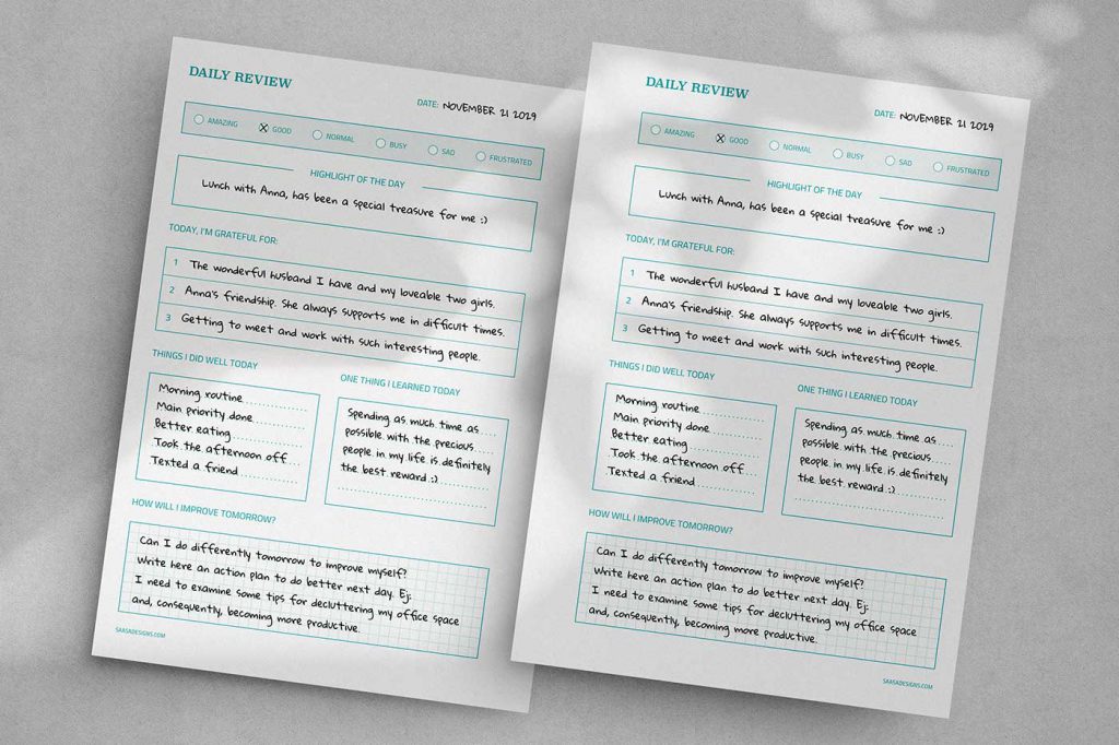 Free daily review printable