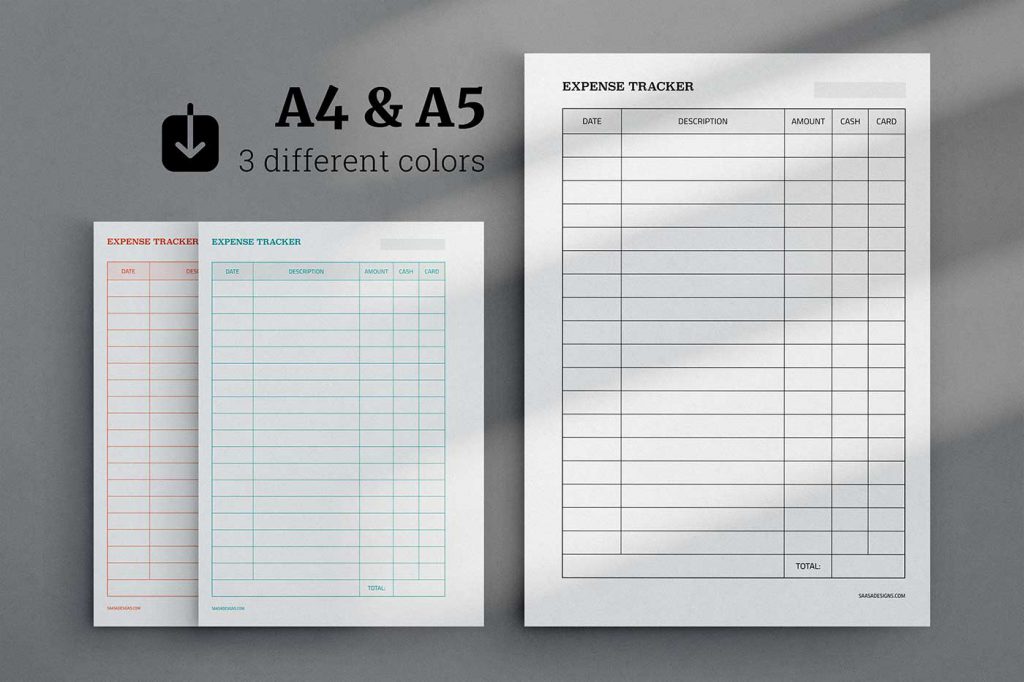 Free expense tracker planner insert