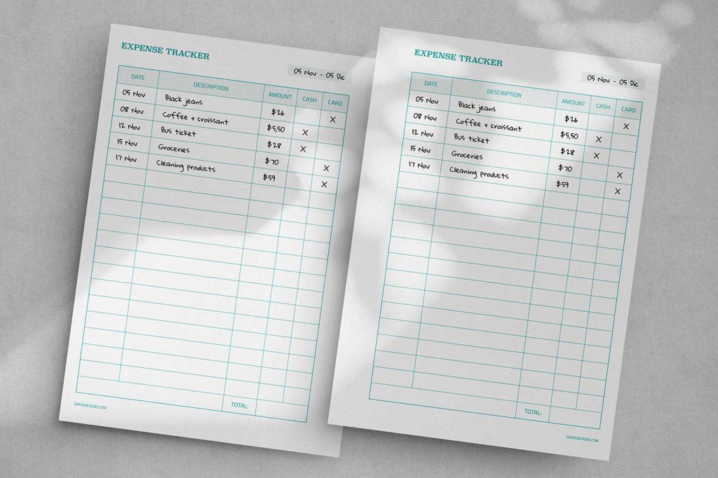 Free expense tracker printable