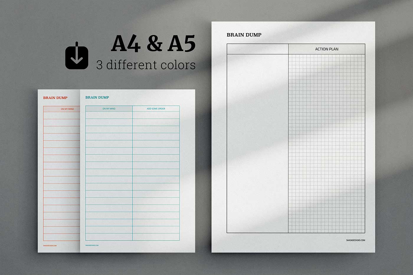 Brain Dump Worksheet. Free printable planner insert.