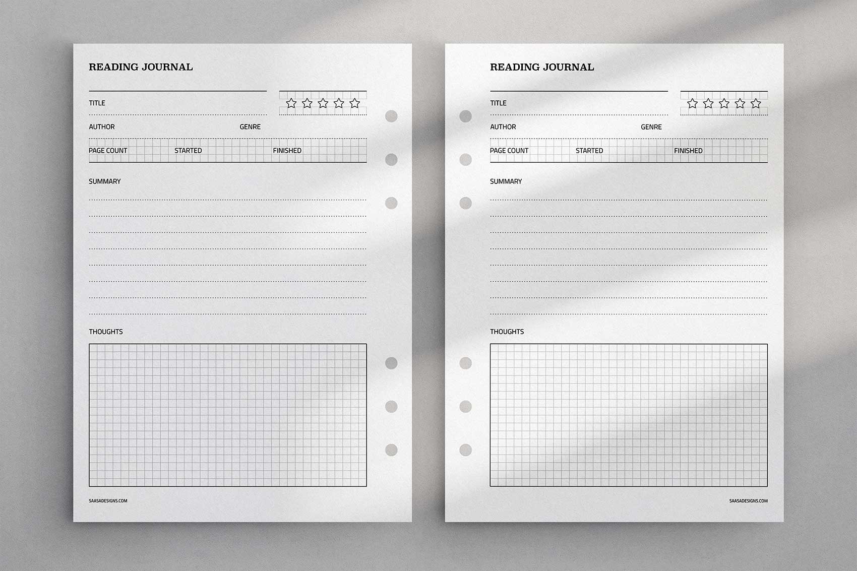 Reading Journal Template Free Printable Planner Insert 