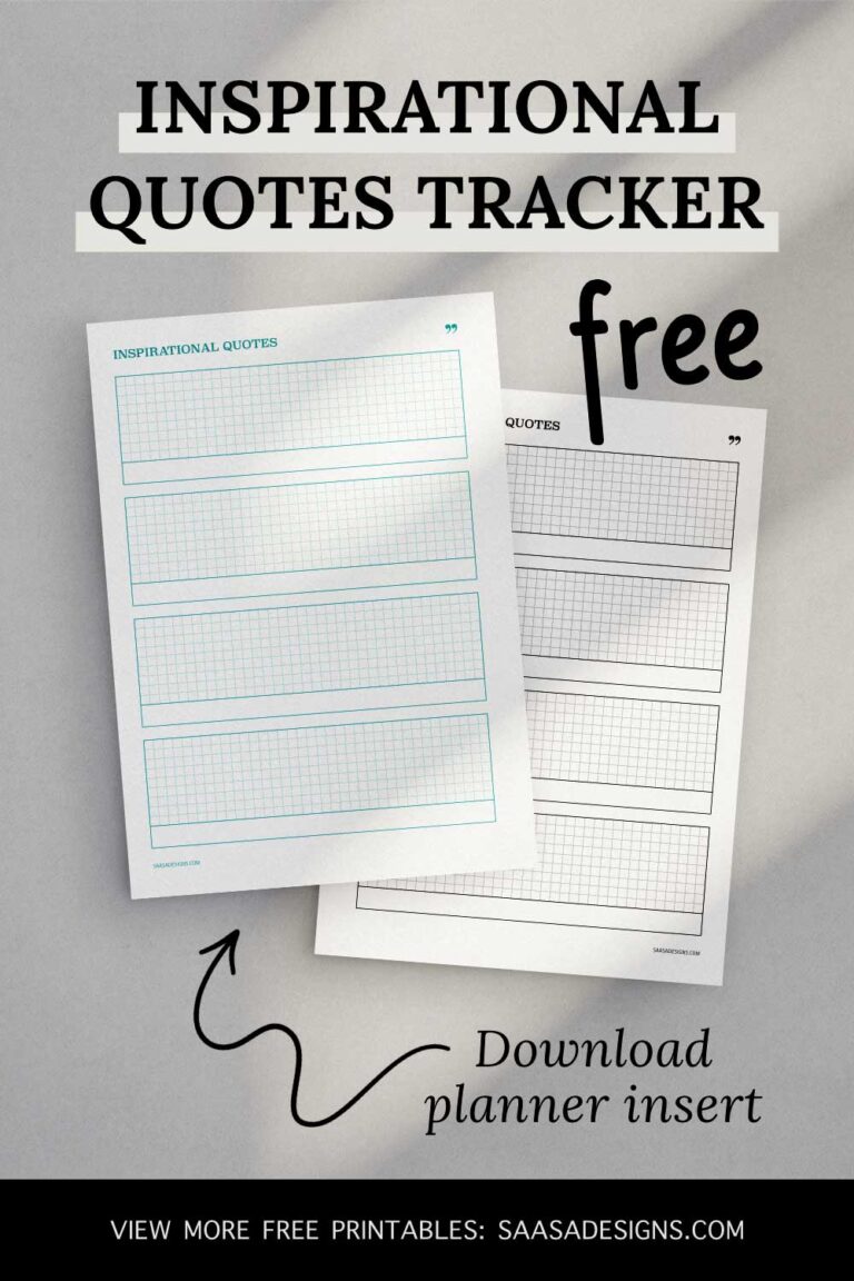 Quotes Tracker Printable. Free pdf planner insert.