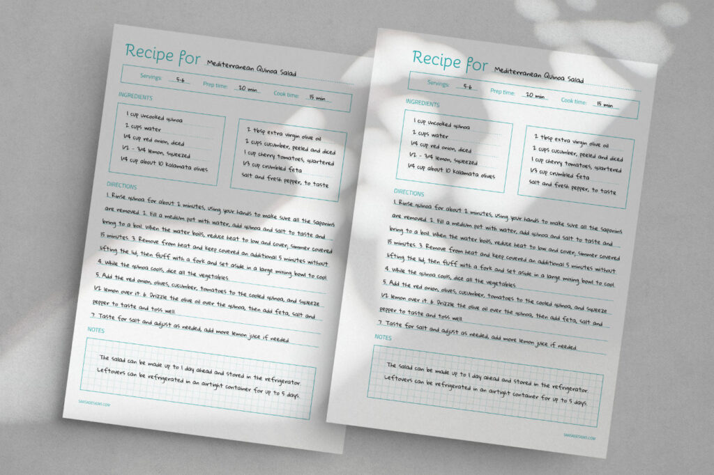 Free recipe template to download