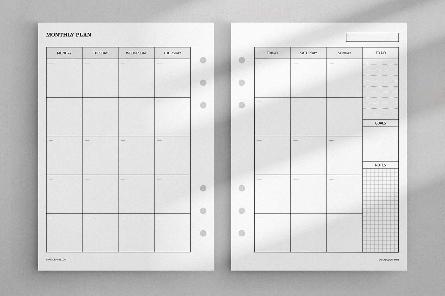 Monthly Planner template. Free printable planner insert.