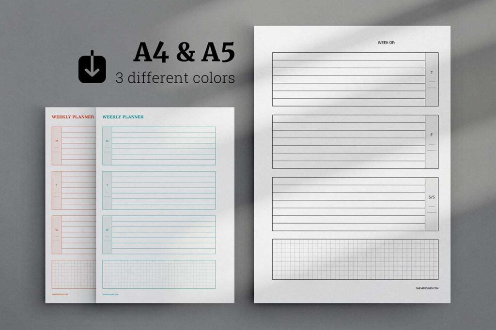 Free week on two pages planner insert