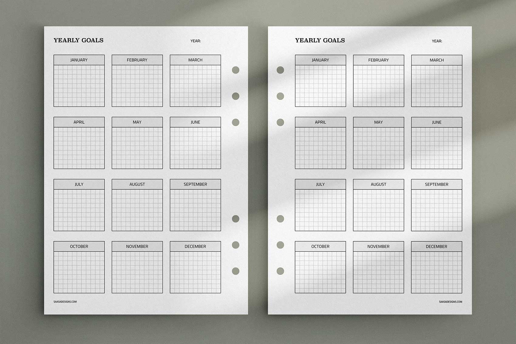 Yearly Goals Template Free Printable Planner Insert 6420