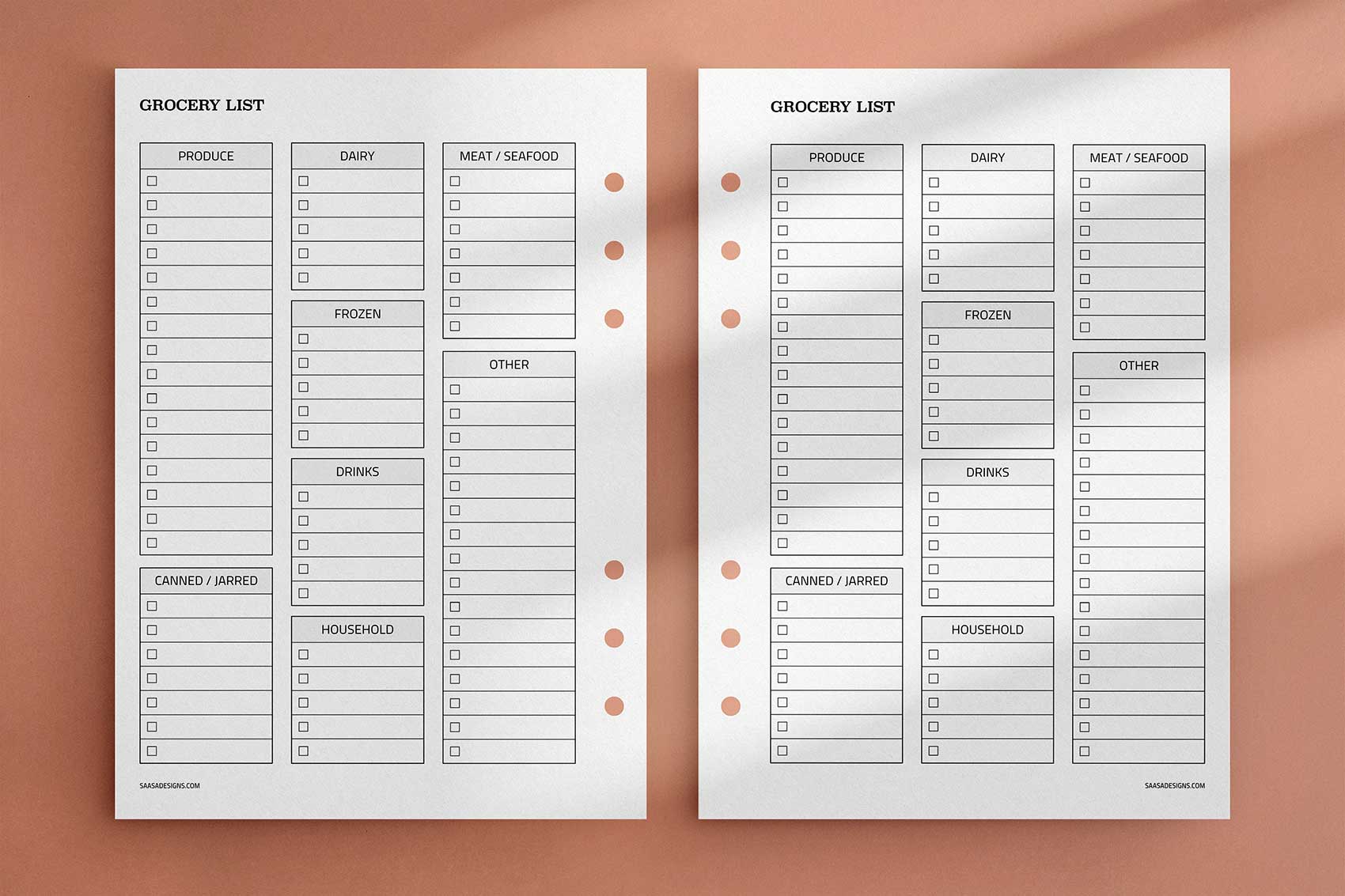 Free grocery list template