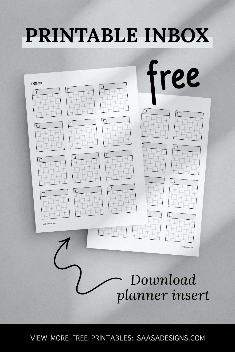 Inbox planner insert free printable