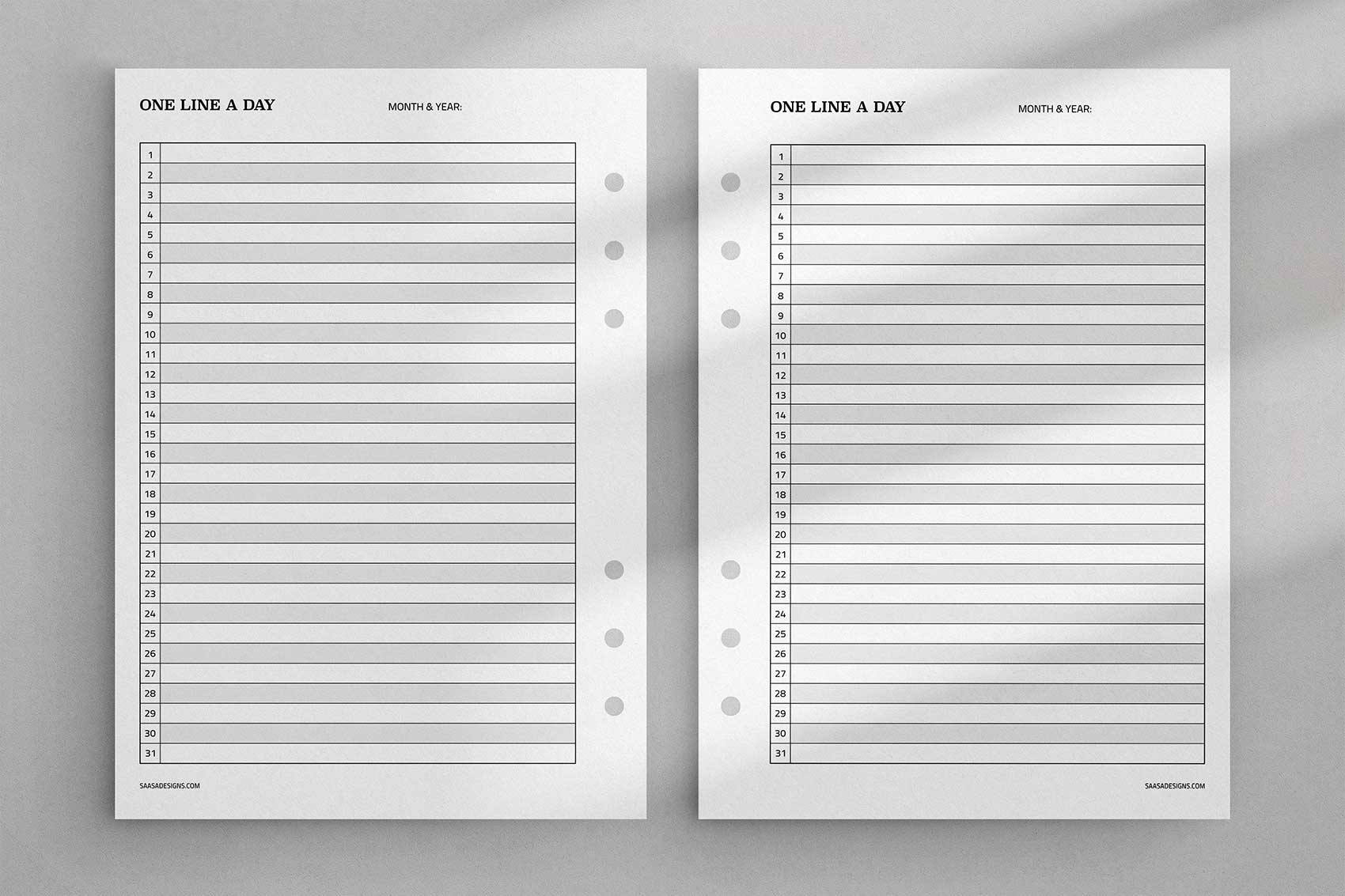 Printable One Line A Day Template