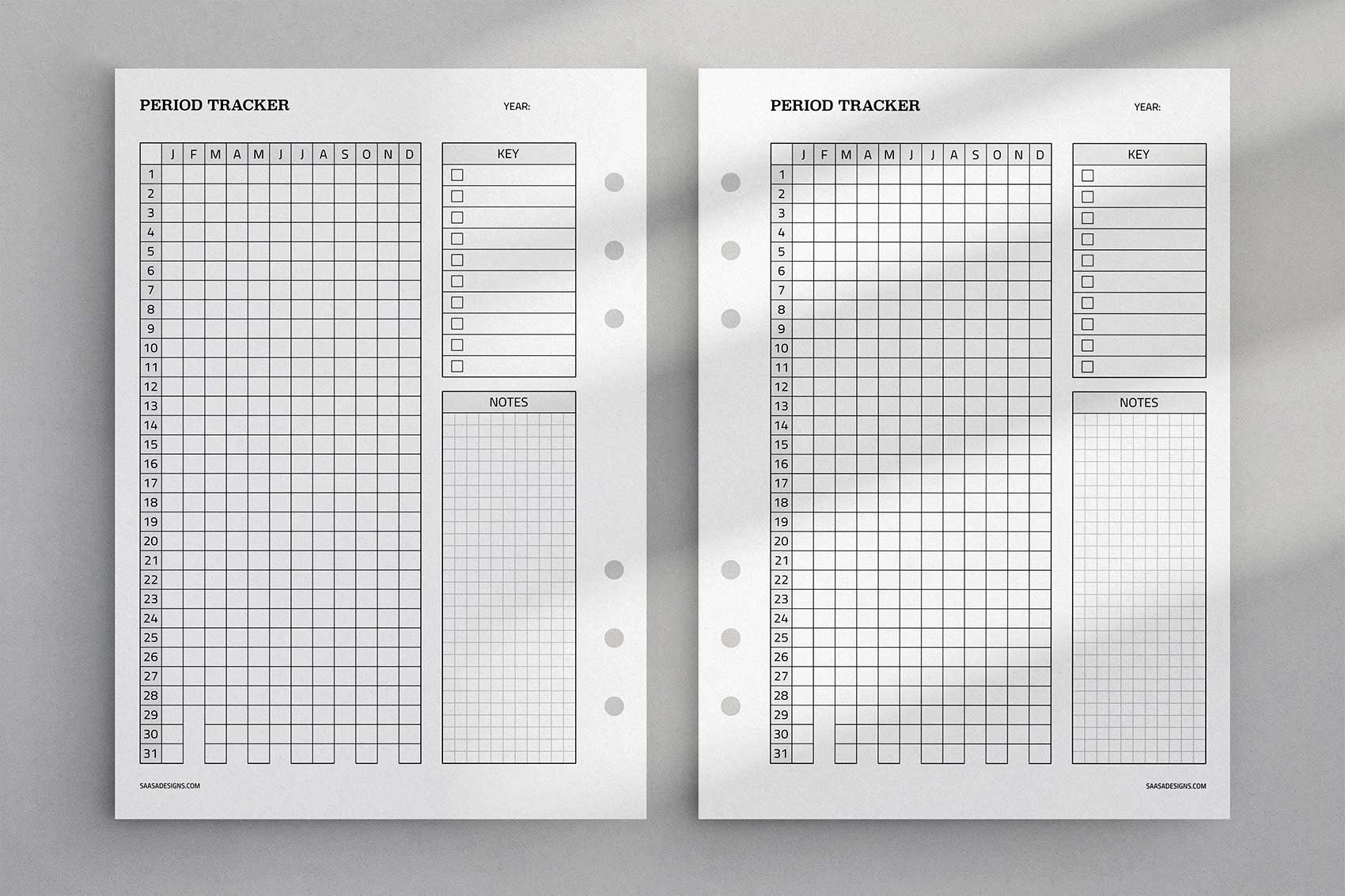 Printable Period Tracker Template
