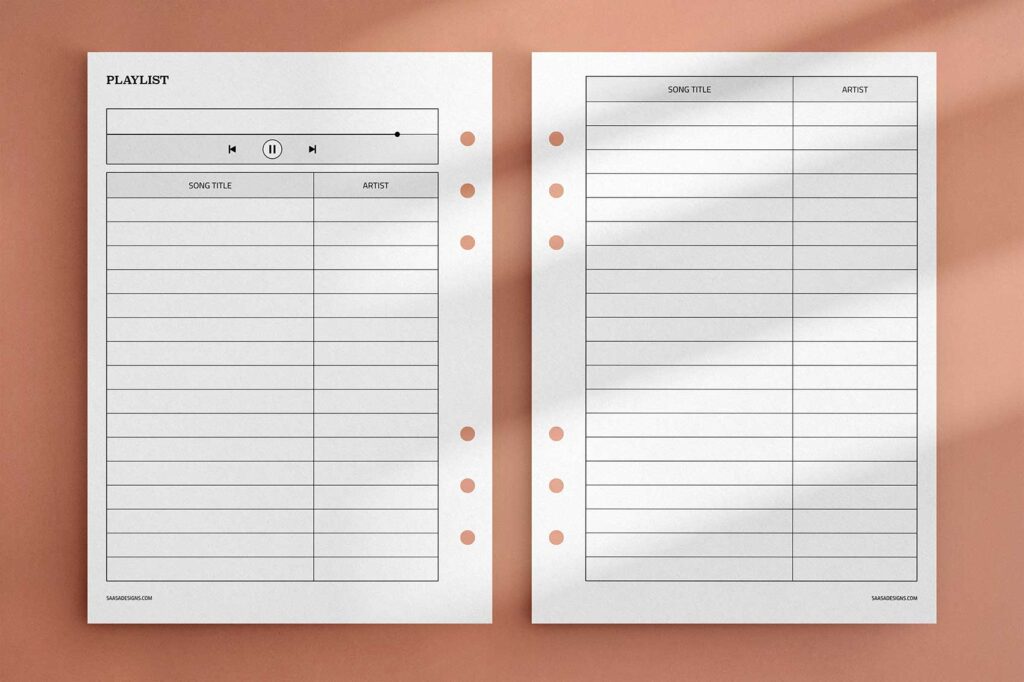 Free playlist tracker template