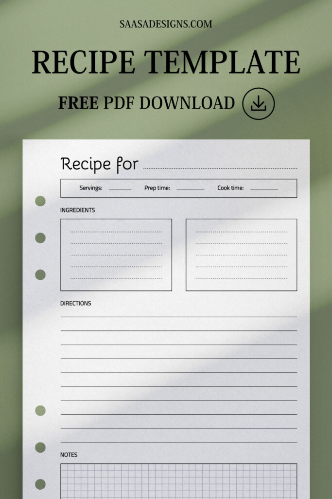 Free printable recipe template