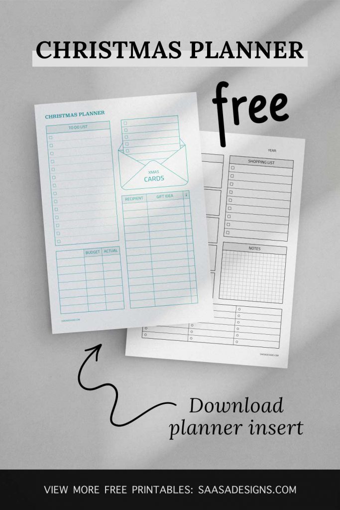 Free Christmas planner printable by Saasa Designs