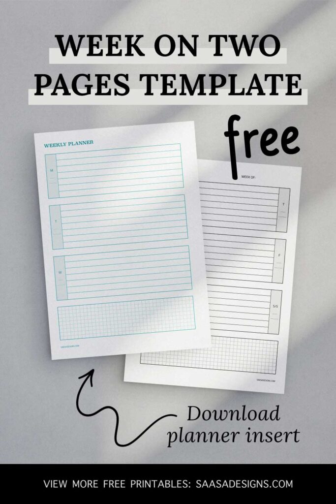 Week on two pages free printable by Saasa Designs