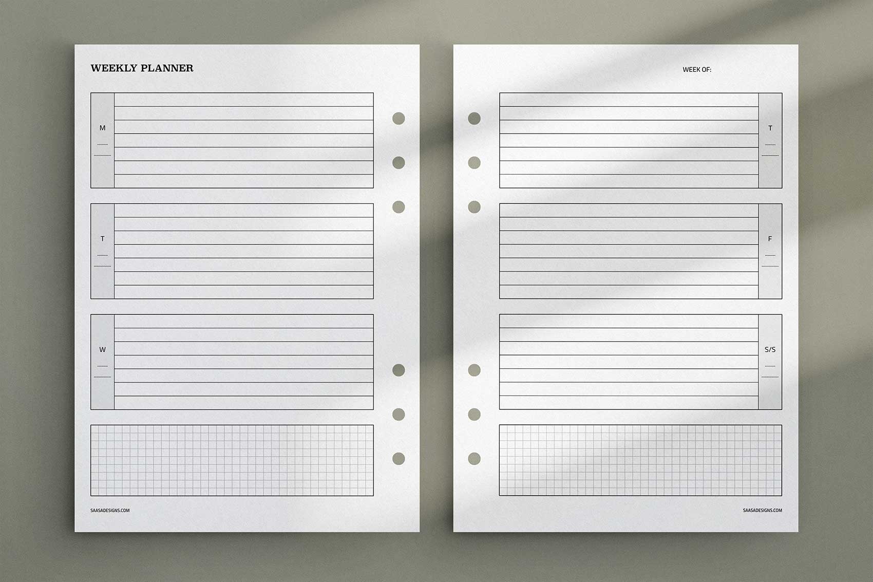 Week On Two Pages Printable