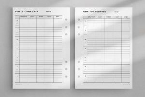 Weekly Food Tracker template. Free printable planner insert.